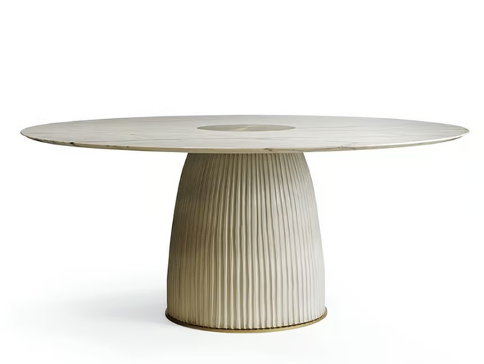 DIONE - Round table in Calacatta marble and ceramic _ Paolo Castelli